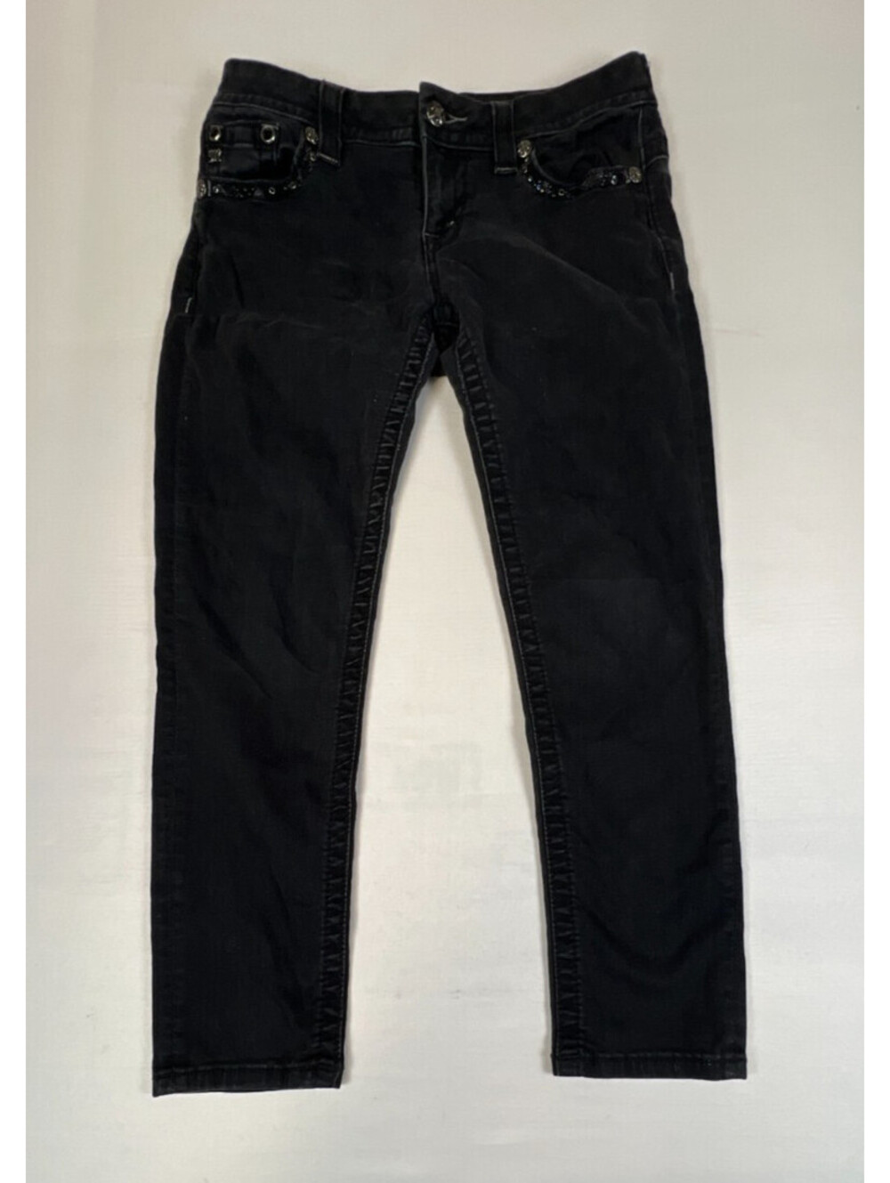 Miss Me Women 28 Black JE87105C Signature Skinny Crop Denim Jeans